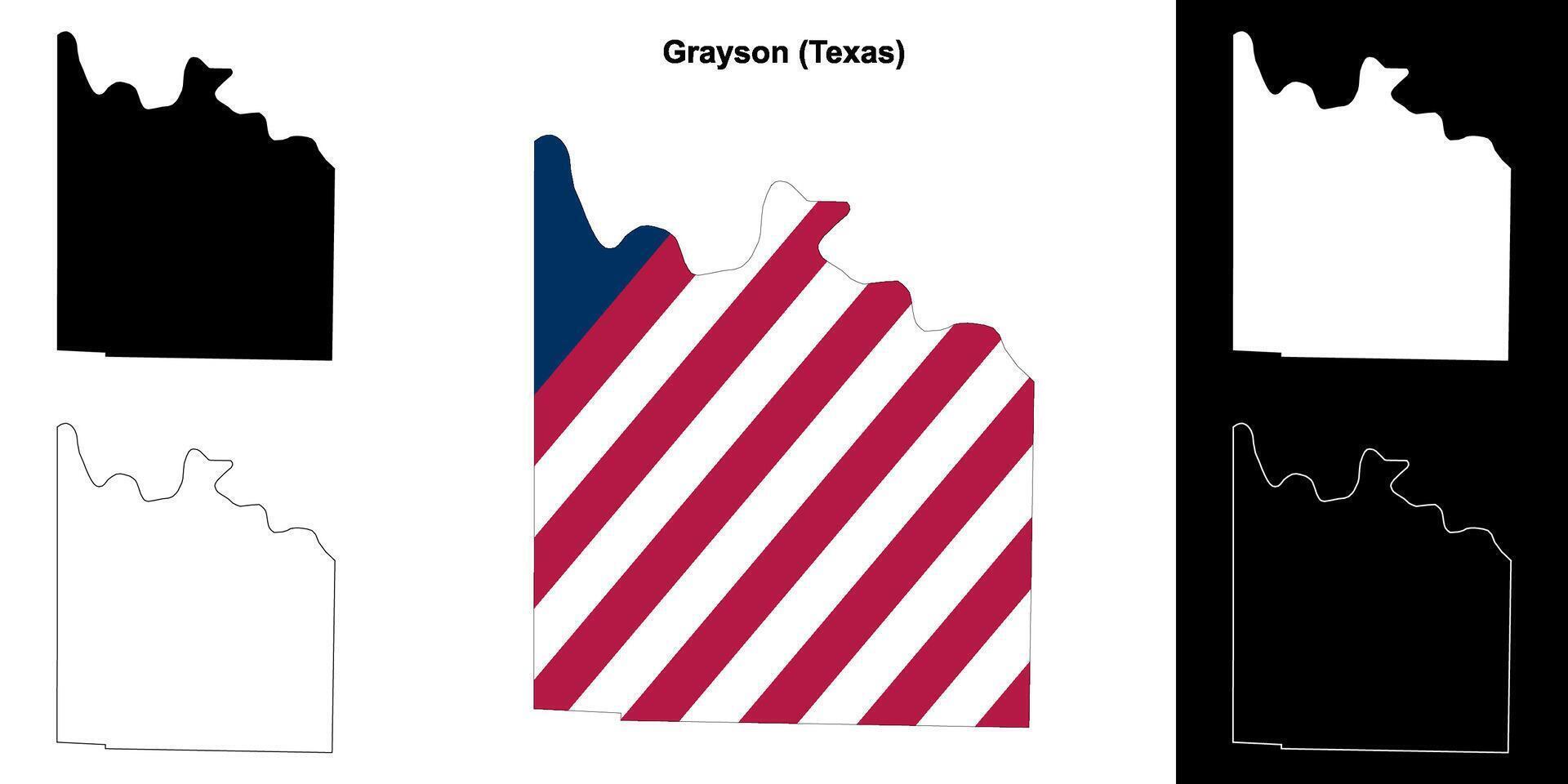 Grayson condado, Texas contorno mapa conjunto vector