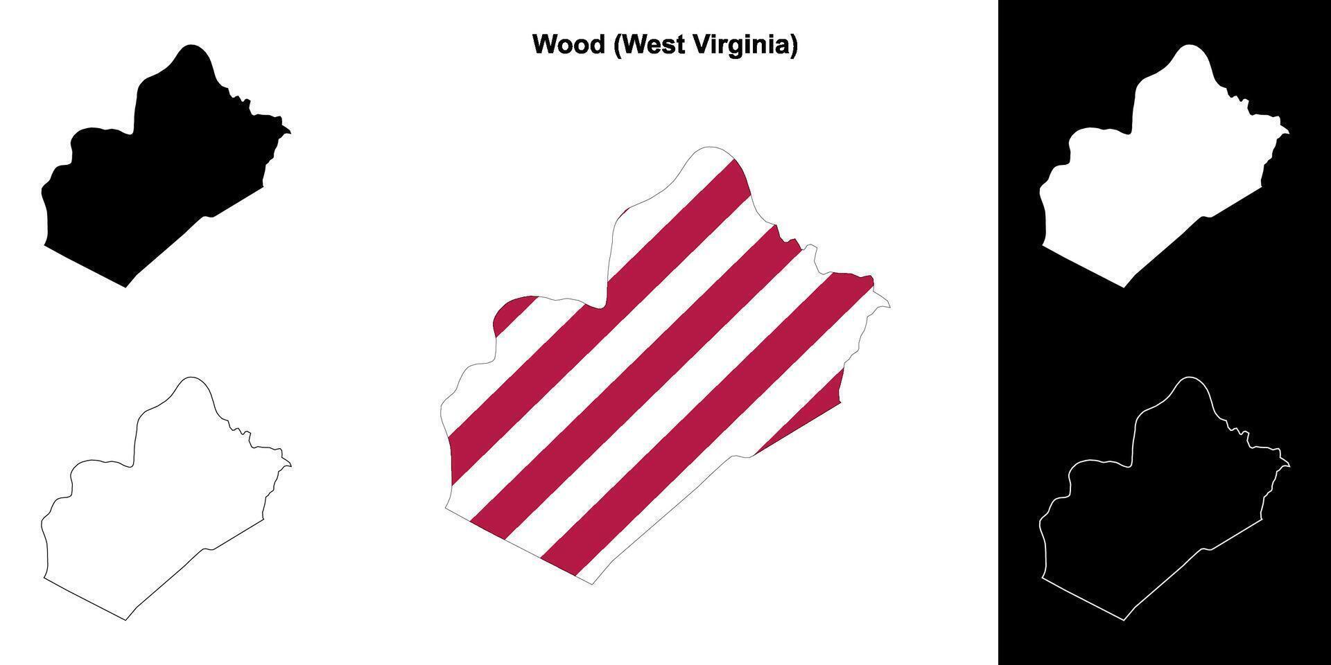 Wood County, West Virginia outline map set vector