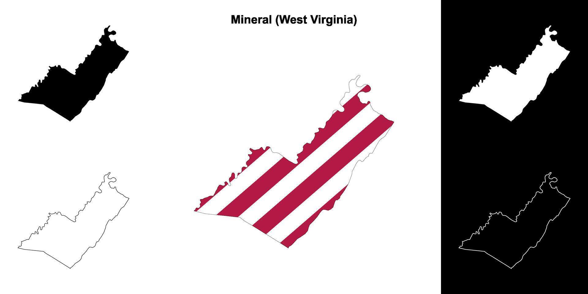 Mineral County, West Virginia outline map set vector