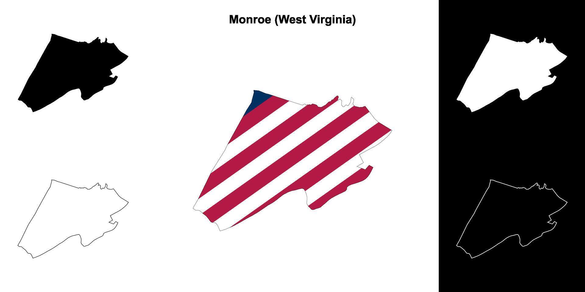 Monroe County, West Virginia outline map set vector
