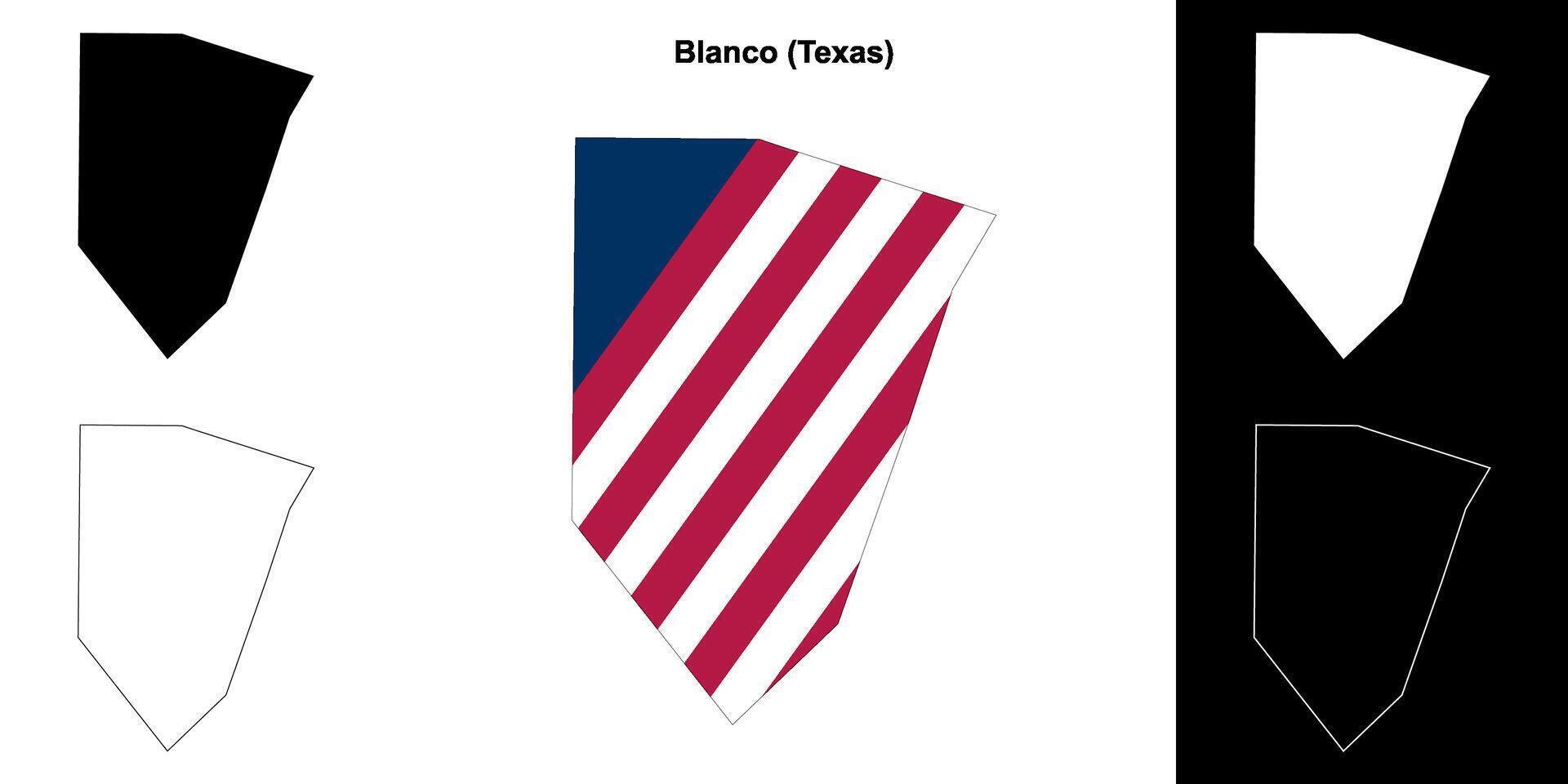 Blanco County, Texas outline map set vector