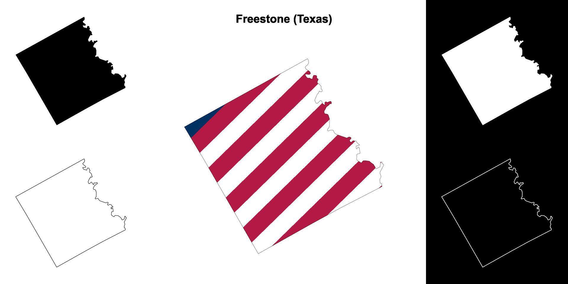 Freestone County, Texas outline map set vector