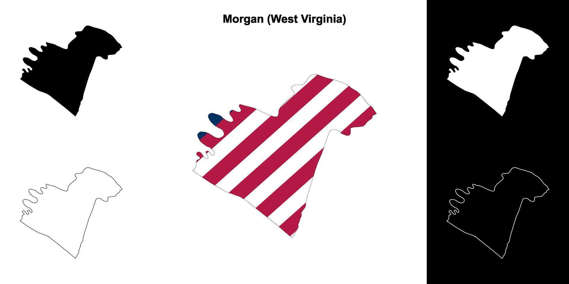 Morgan County, West Virginia outline map set vector