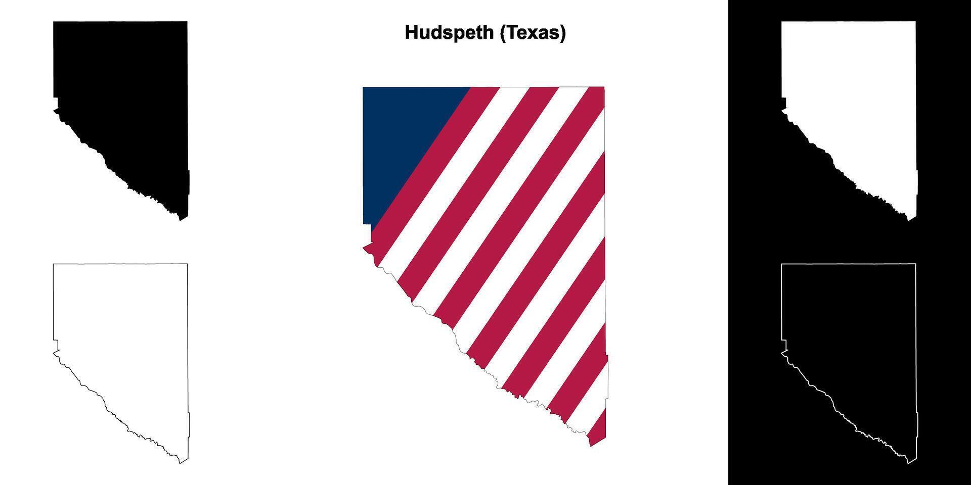 Hudspeth County, Texas outline map set vector