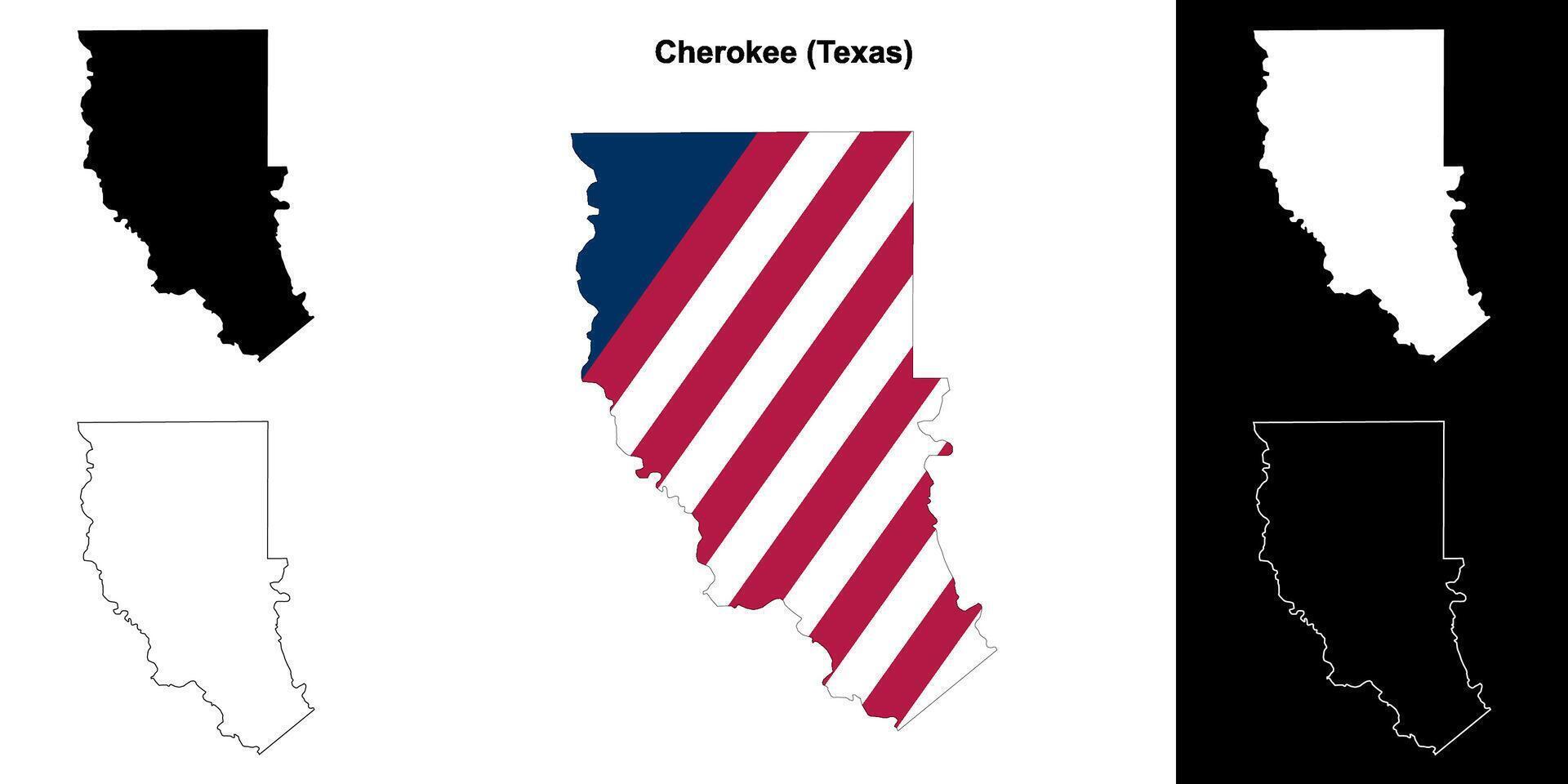 Cherokee County, Texas outline map set vector
