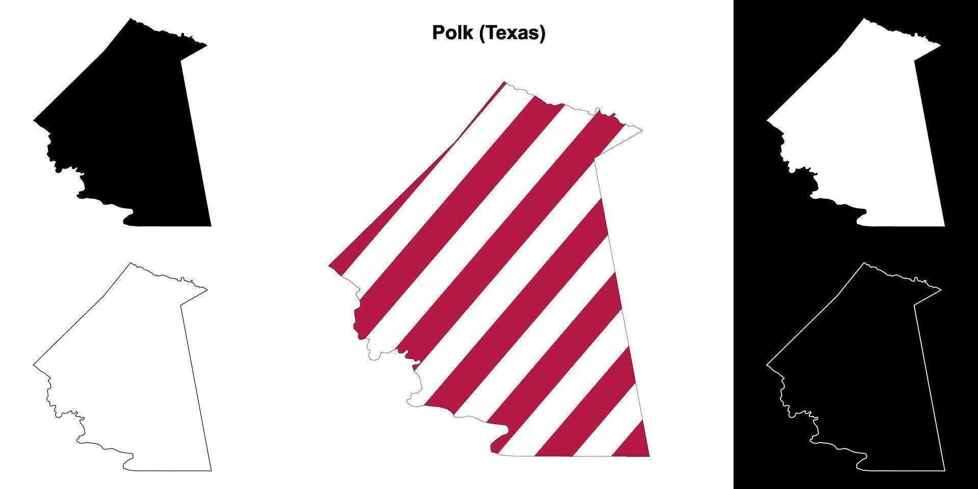 polk condado, Texas contorno mapa conjunto vector