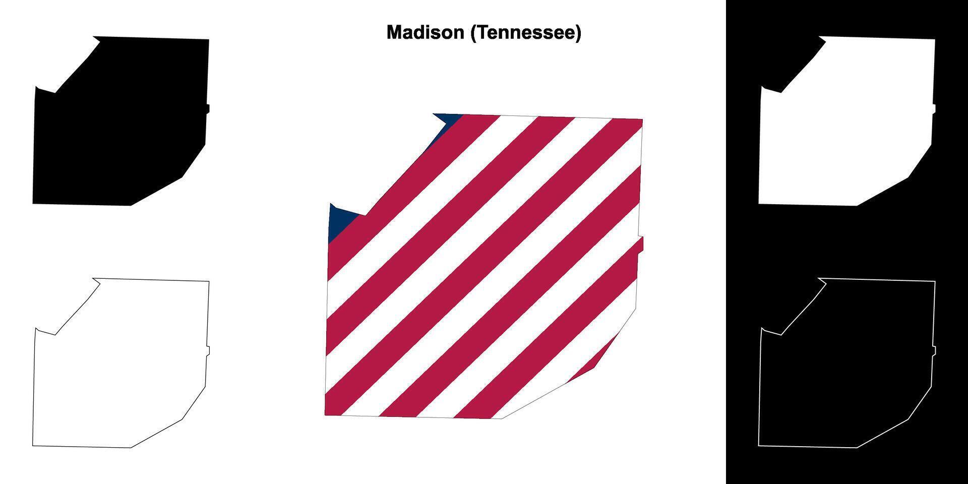 Madison County, Tennessee outline map set vector