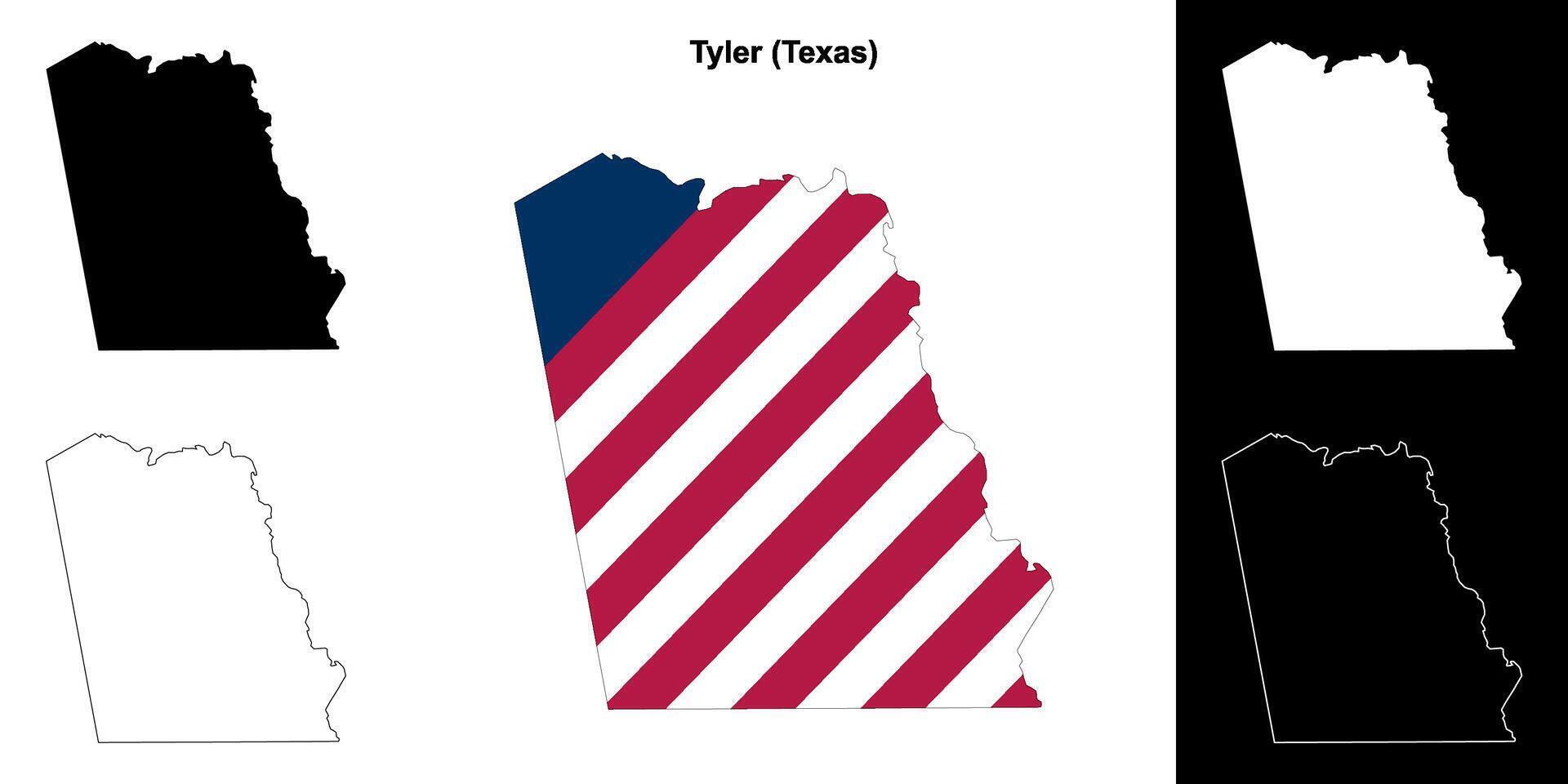 Tyler County, Texas outline map set vector