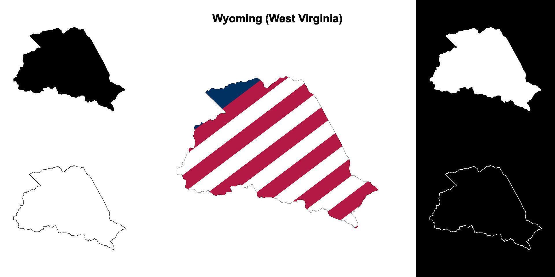Wyoming County, West Virginia outline map set vector