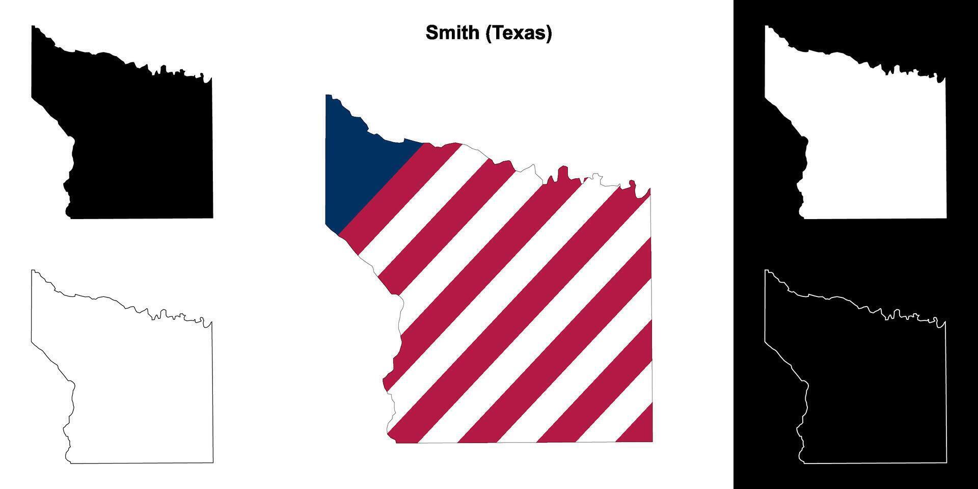 Smith County, Texas outline map set vector