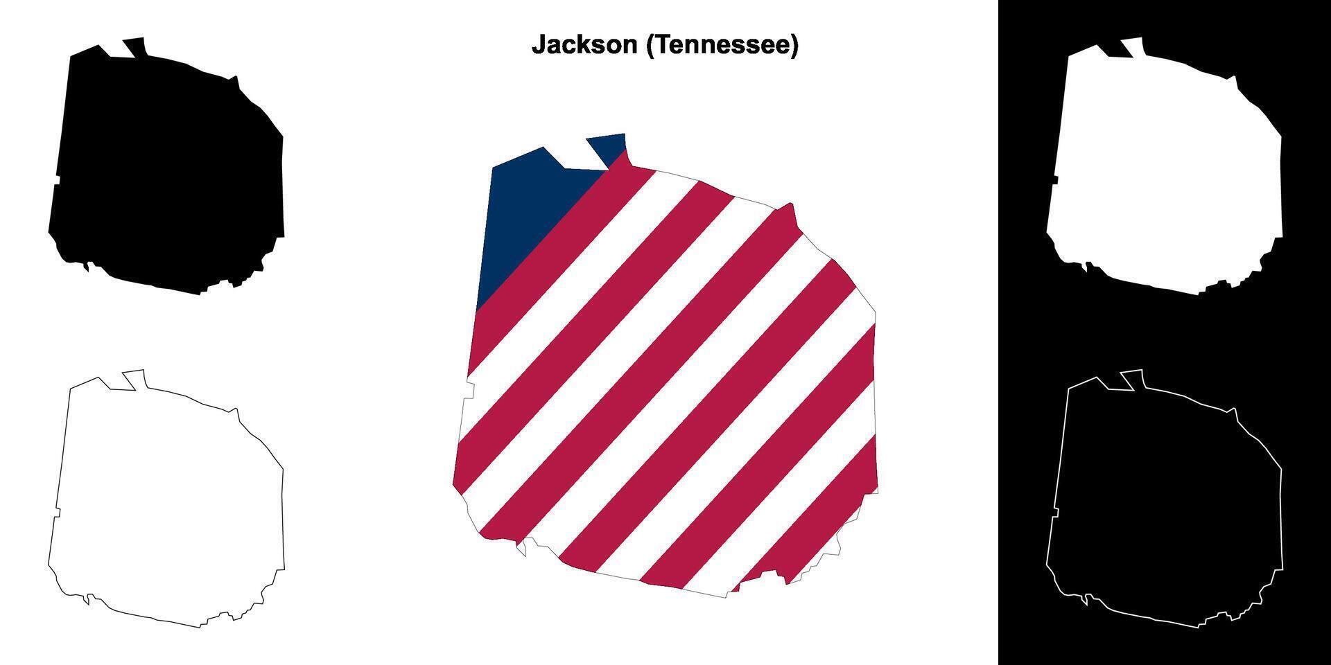 Jackson County, Tennessee outline map set vector