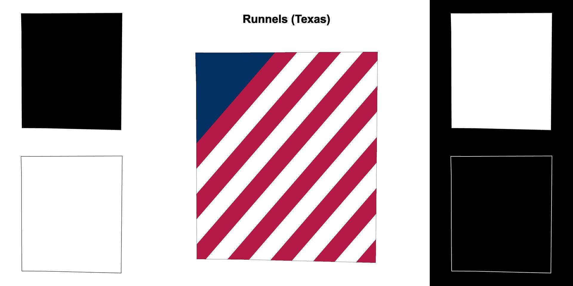 Runnels County, Texas outline map set vector