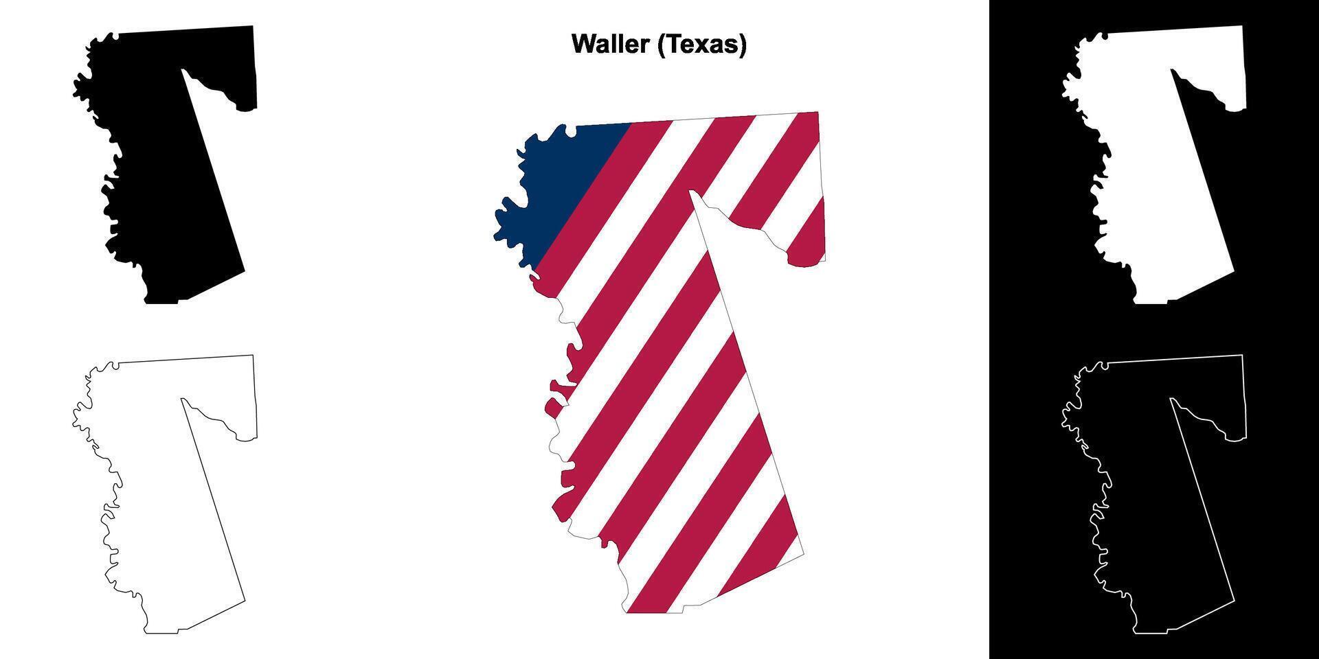 Waller County, Texas outline map set vector