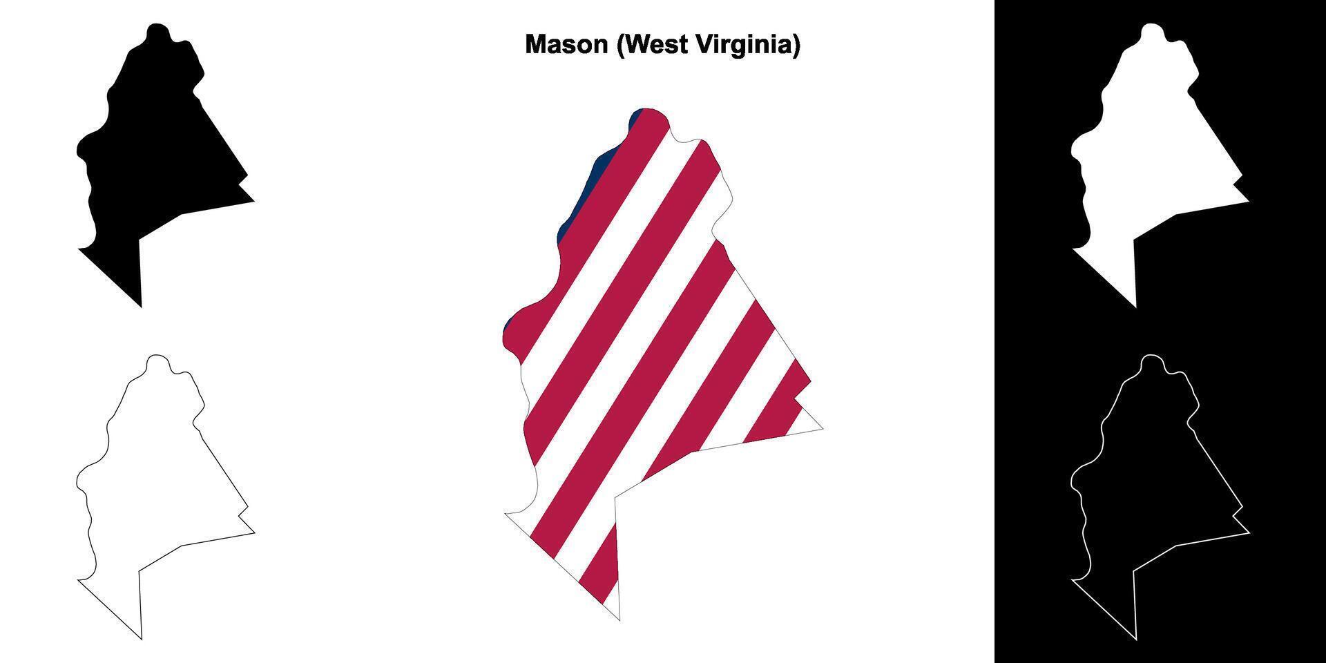Mason County, West Virginia outline map set vector