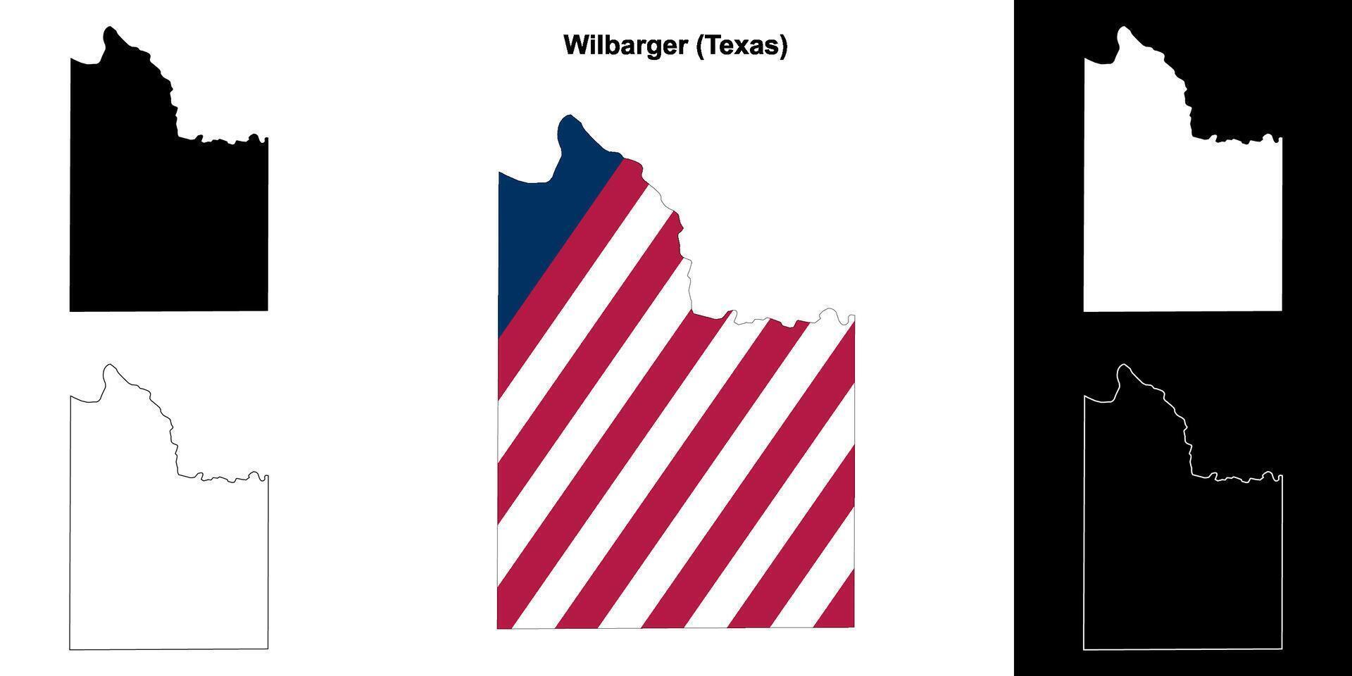 Wilbarger County, Texas outline map set vector