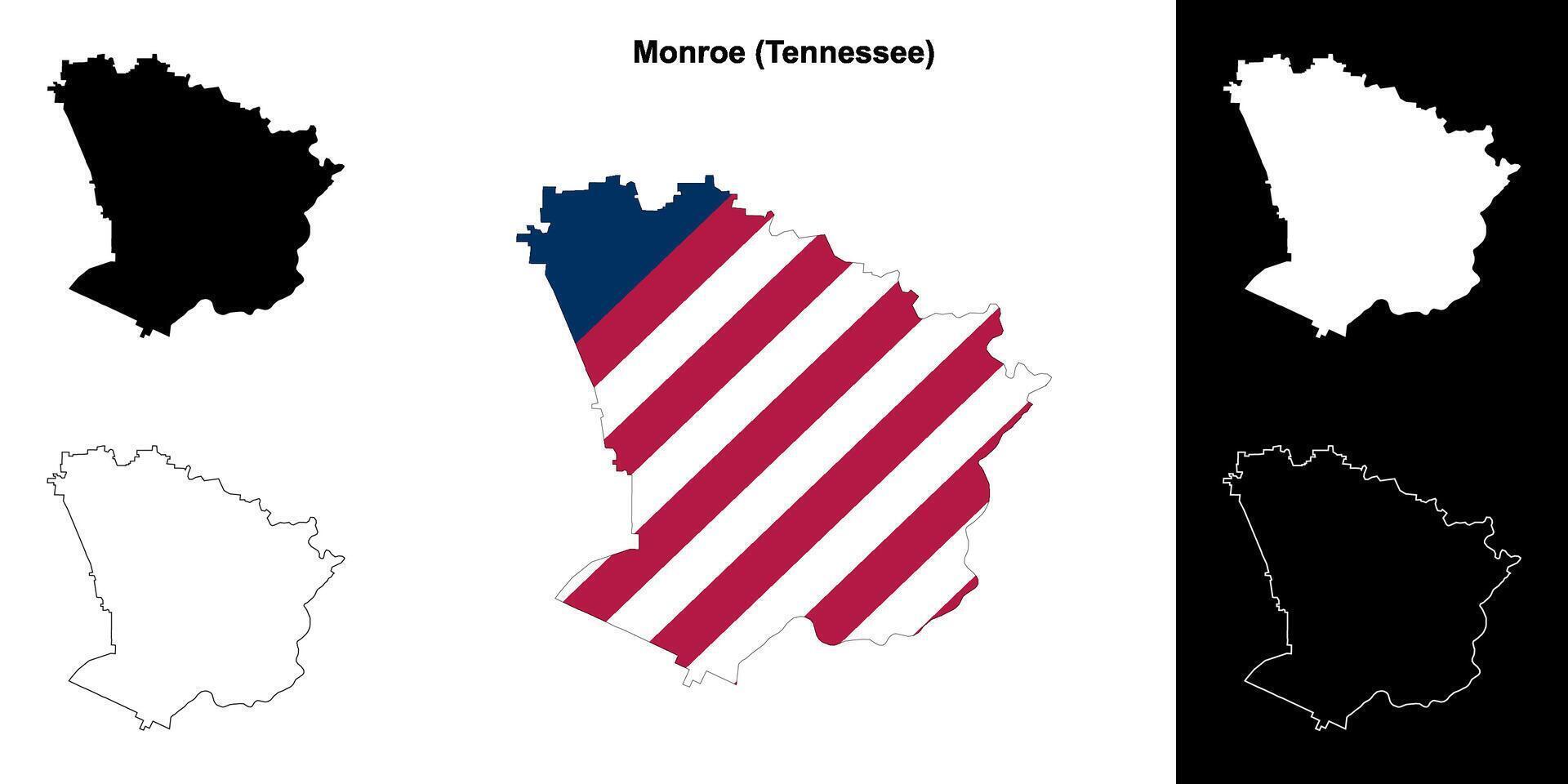 Monroe County, Tennessee outline map set vector