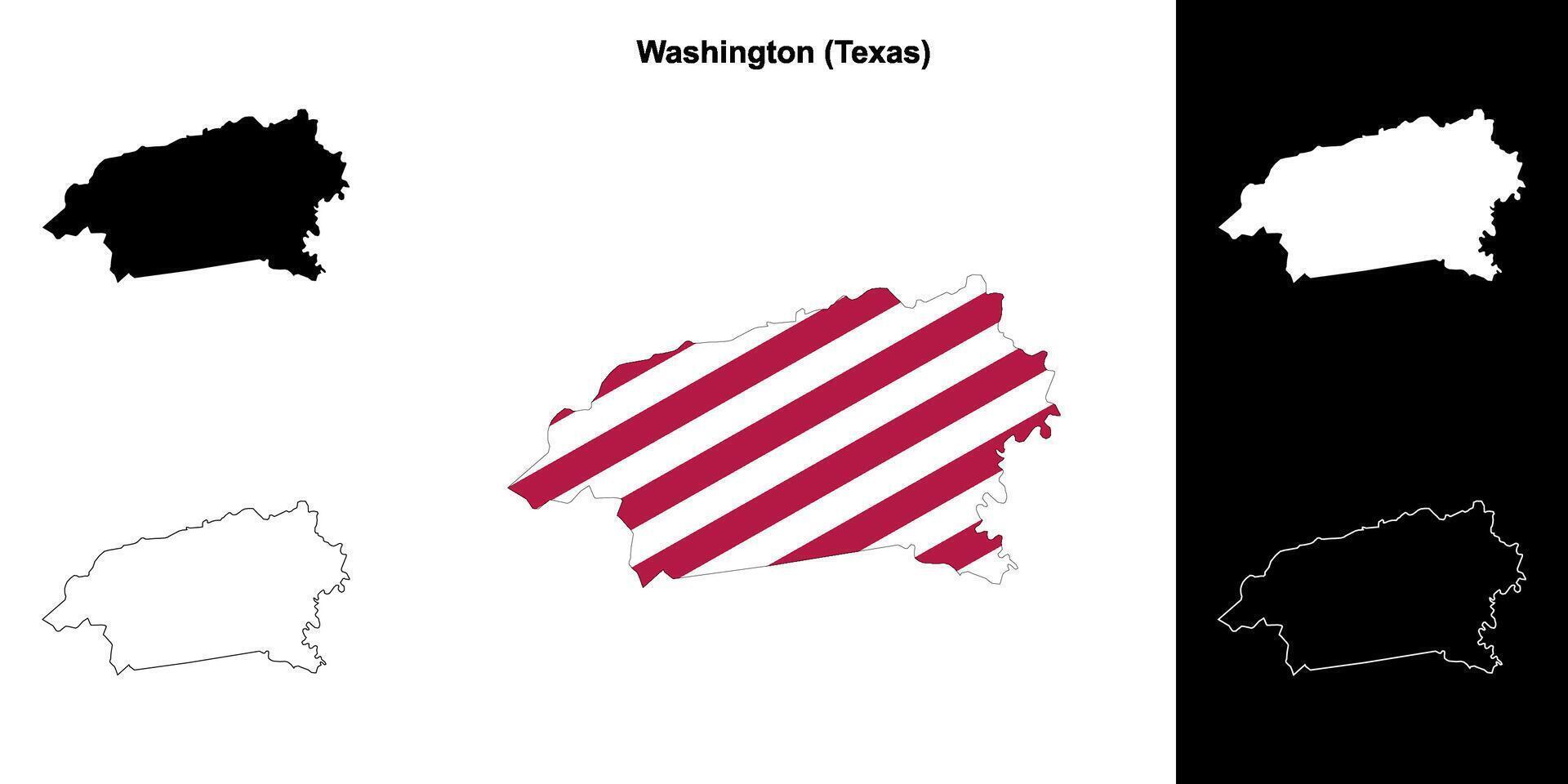 Washington condado, Texas contorno mapa conjunto vector