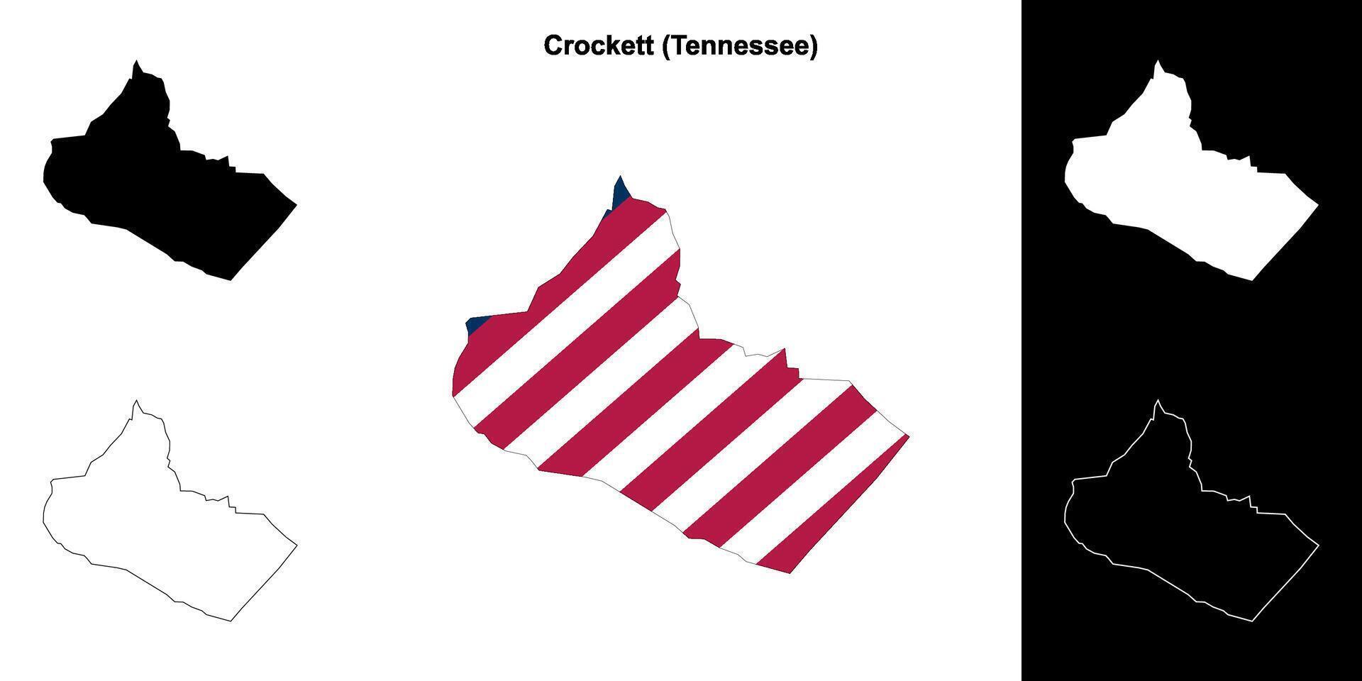 Crockett County, Tennessee outline map set vector