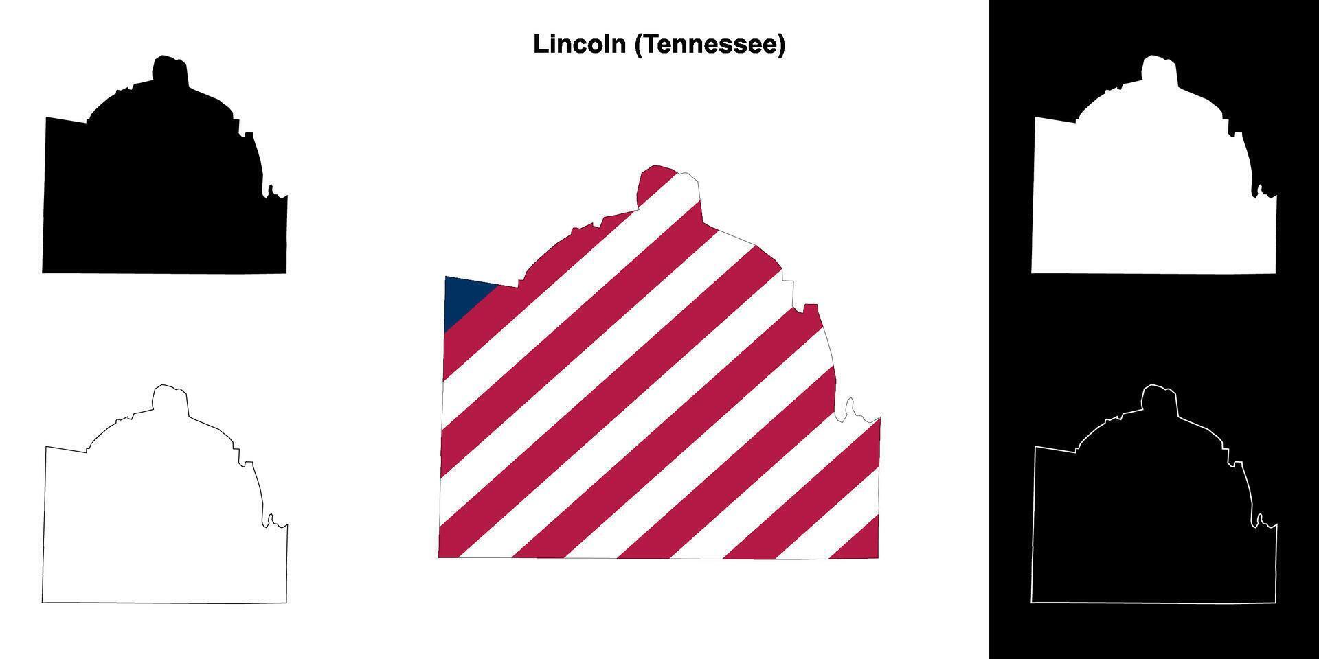 Lincoln condado, Tennesse contorno mapa conjunto vector