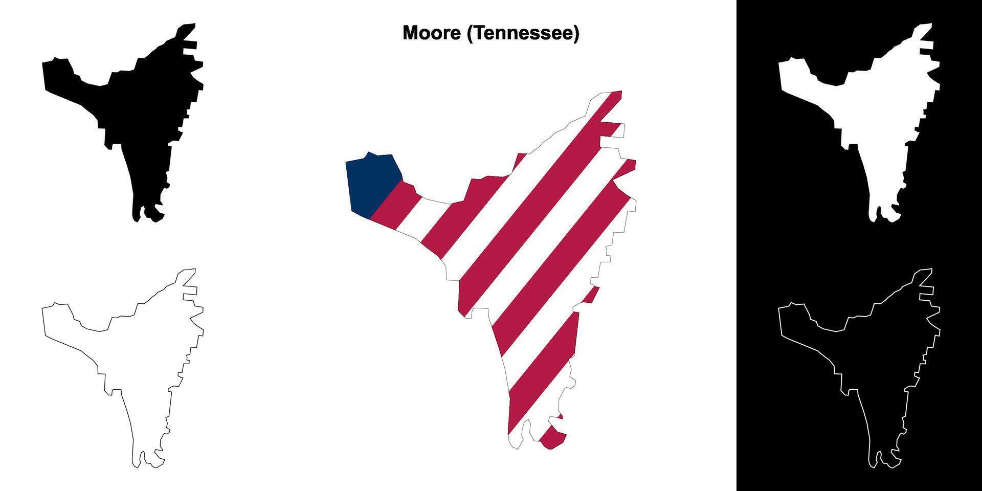 Moore condado, Tennesse contorno mapa conjunto vector