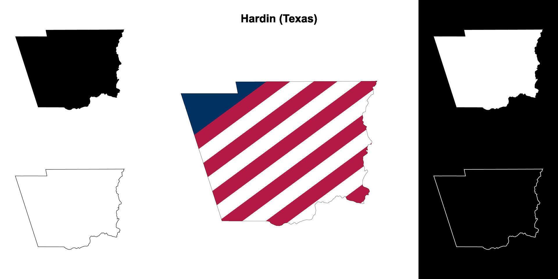 Hardin County, Texas outline map set vector