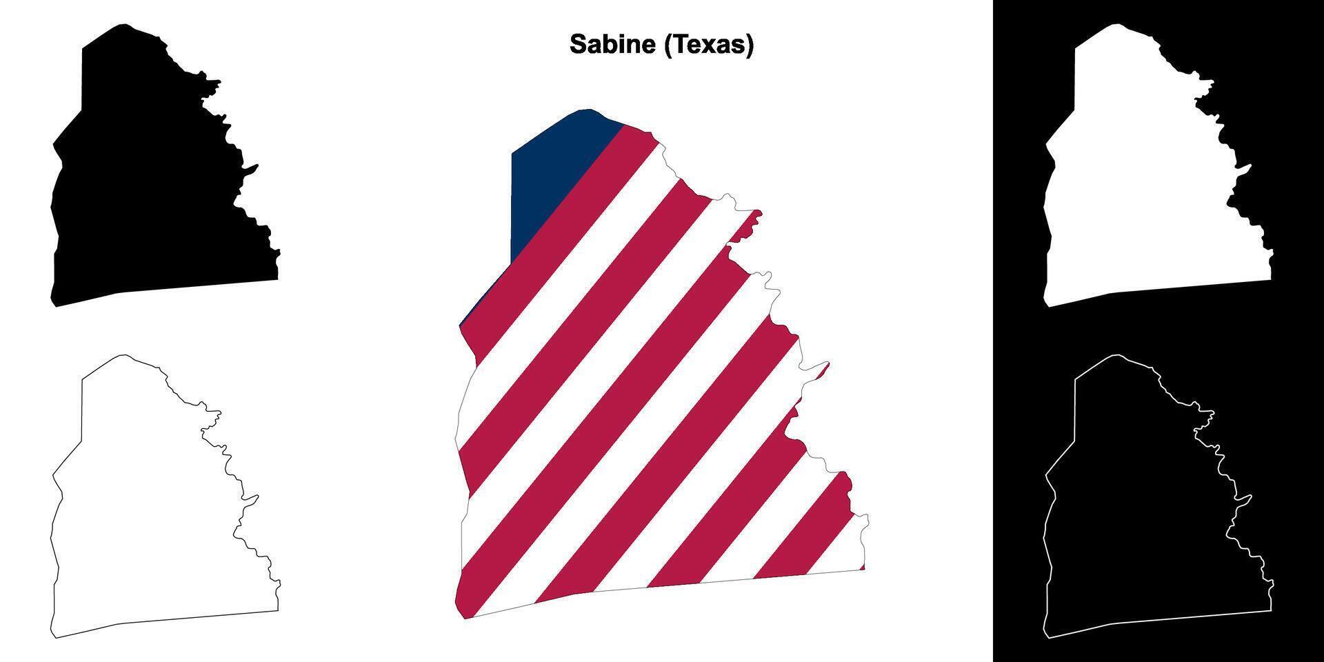 Sabine County, Texas outline map set vector