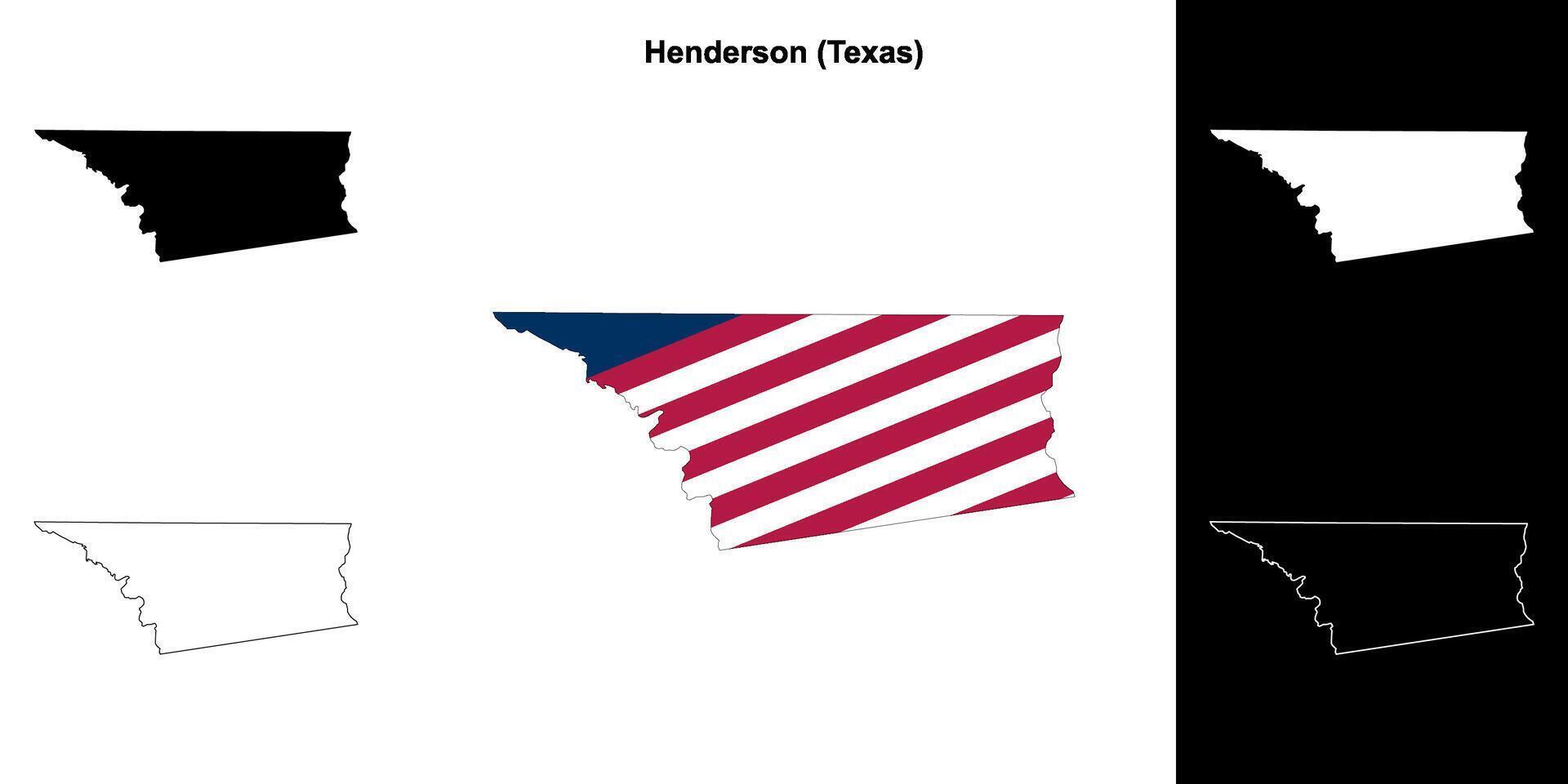 Henderson condado, Texas contorno mapa conjunto vector