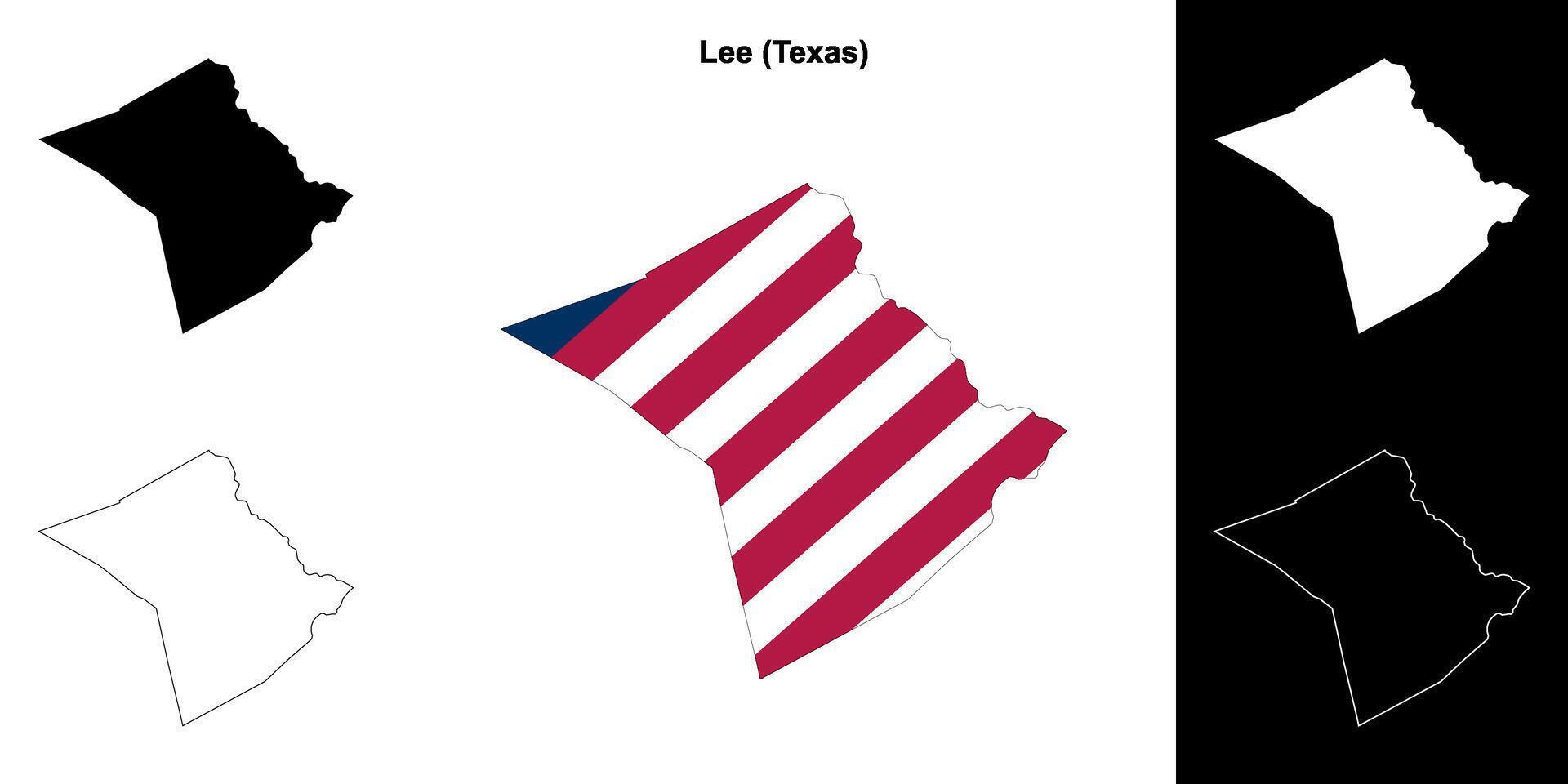 Lee County, Texas outline map set vector