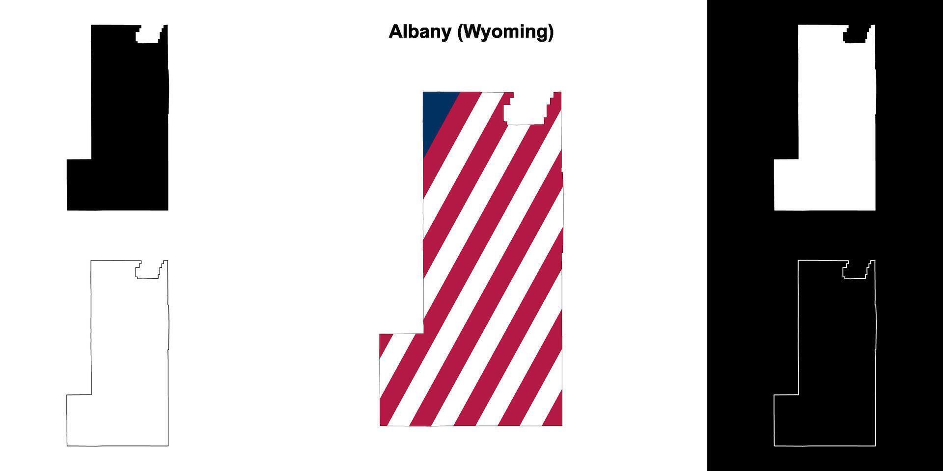 Albany County, Wyoming outline map set vector