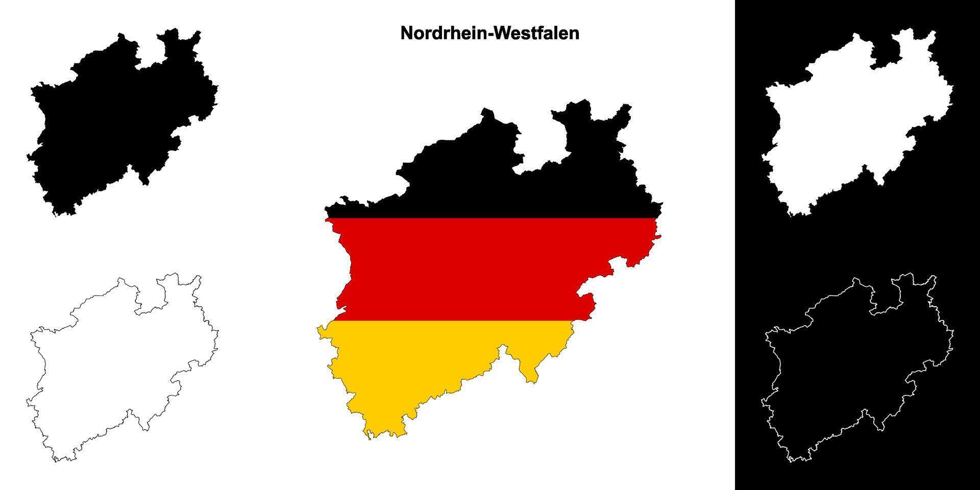 Nordrhein-Westfalen state outline map set vector