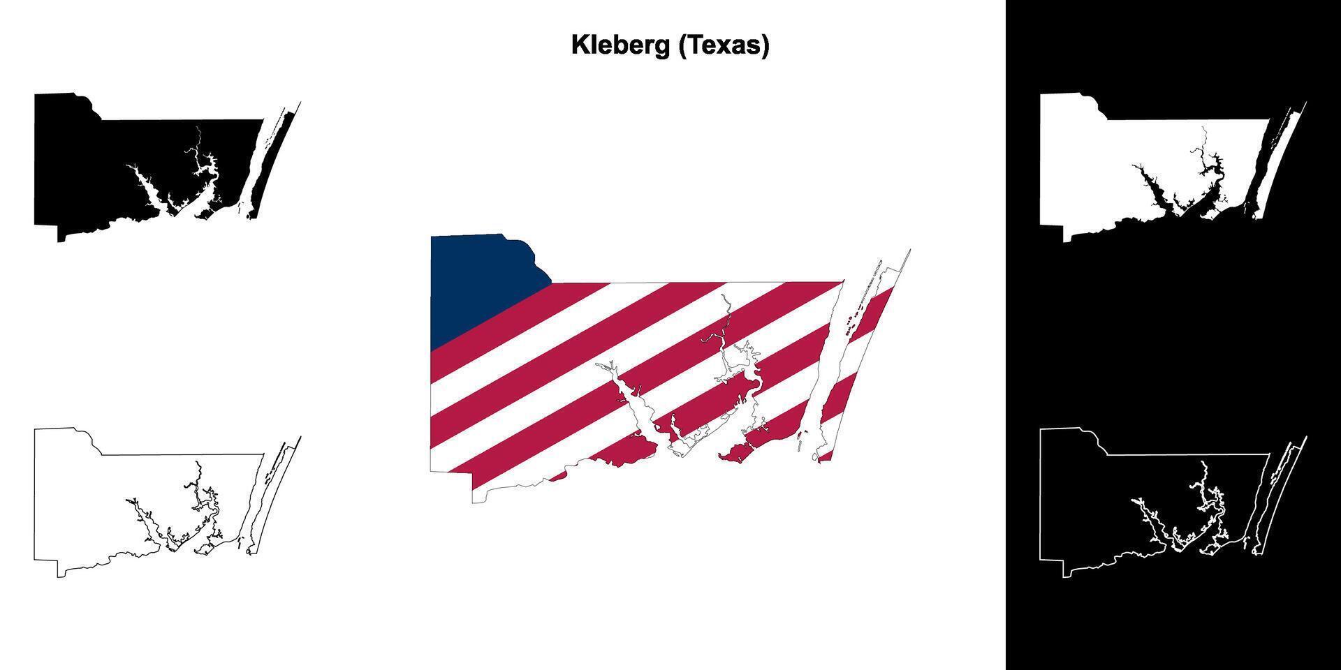 Kleberg County, Texas outline map set vector