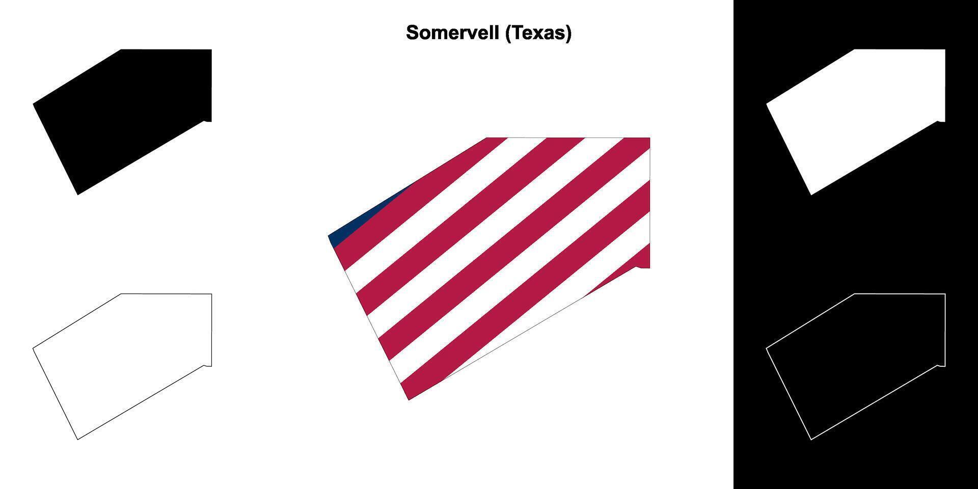 Somervell County, Texas outline map set vector