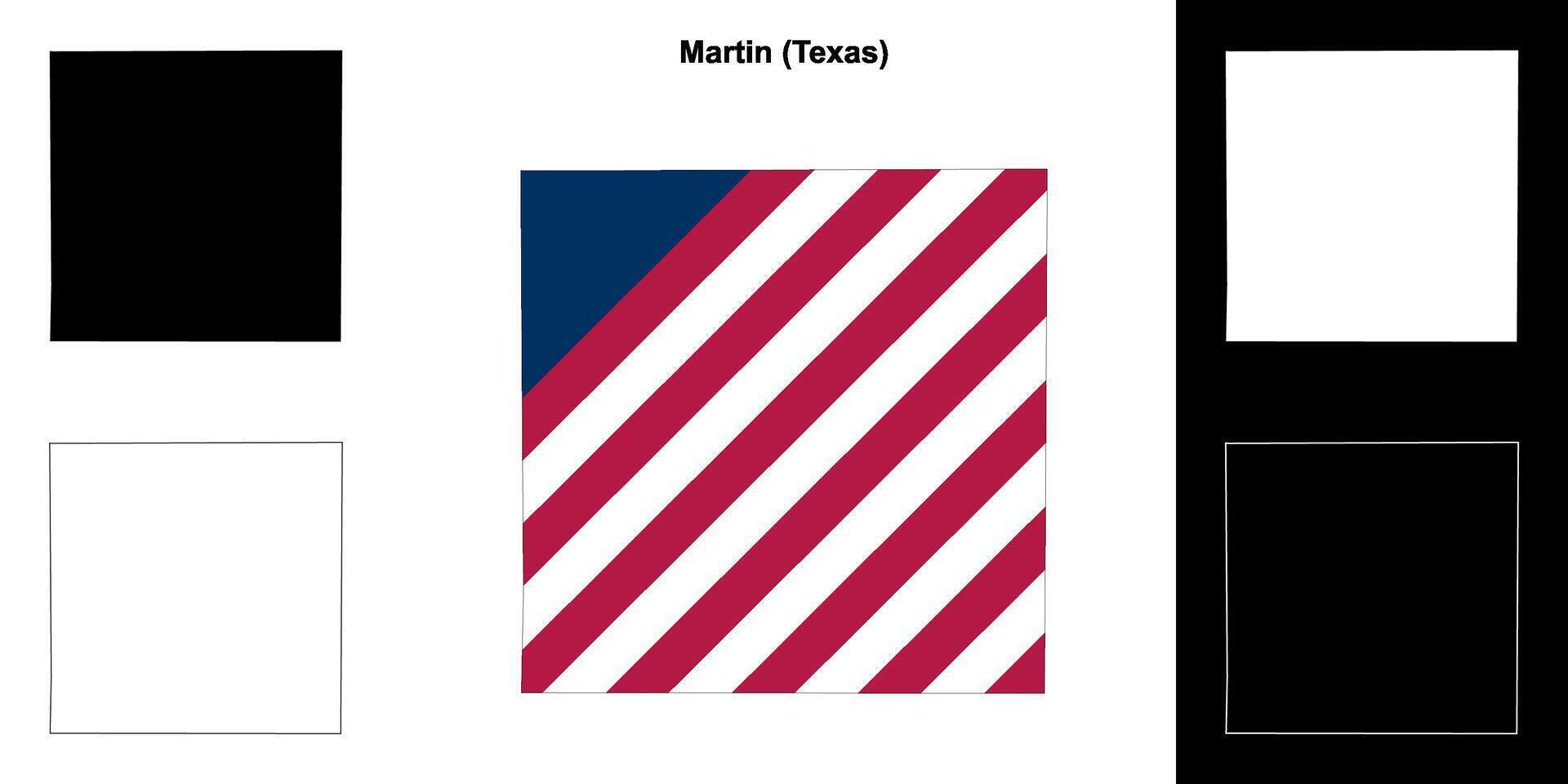 Martin County, Texas outline map set vector