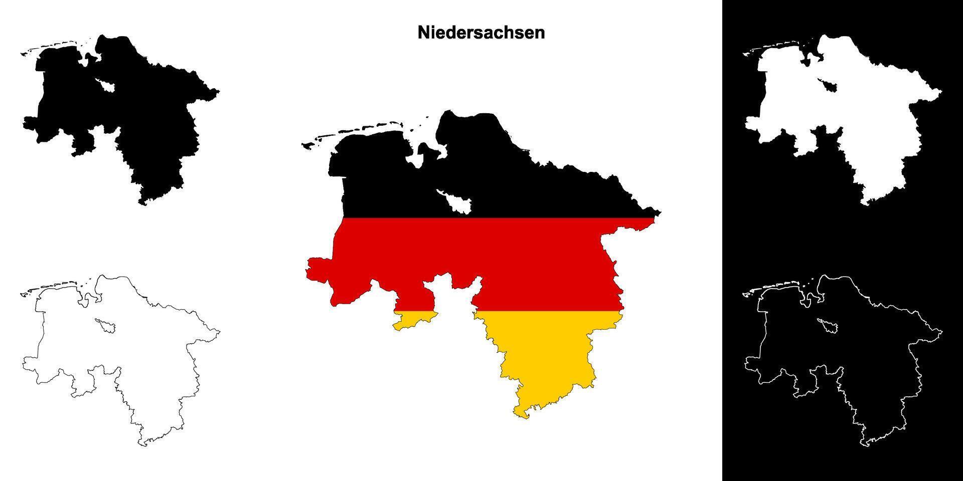 Niedersachsen state outline map set vector