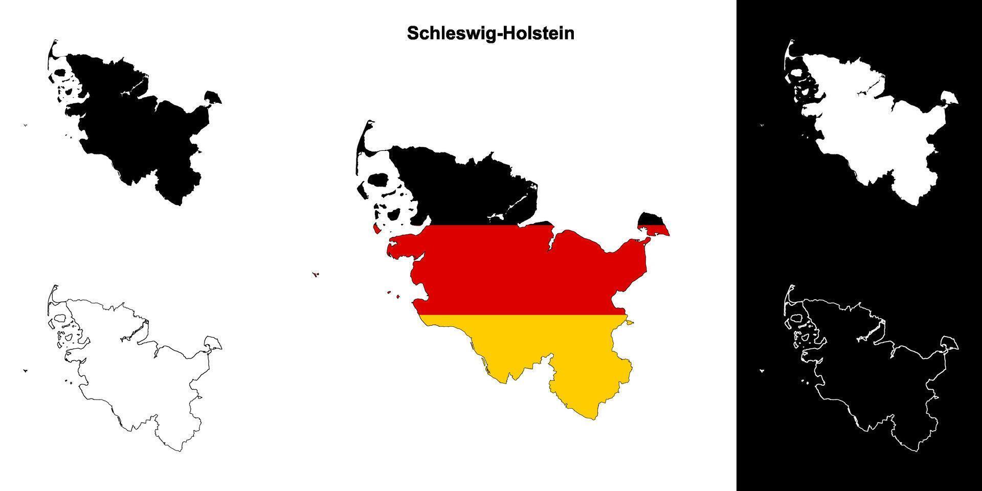 Schleswig-Holstein state outline map set vector