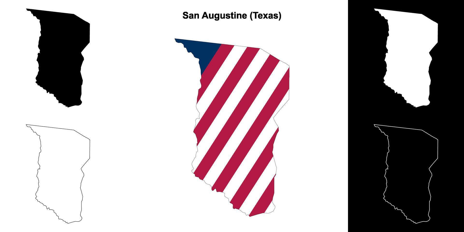 San Augustine County, Texas outline map set vector