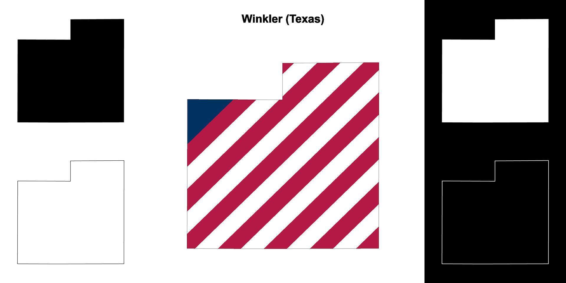 Winkler County, Texas outline map set vector