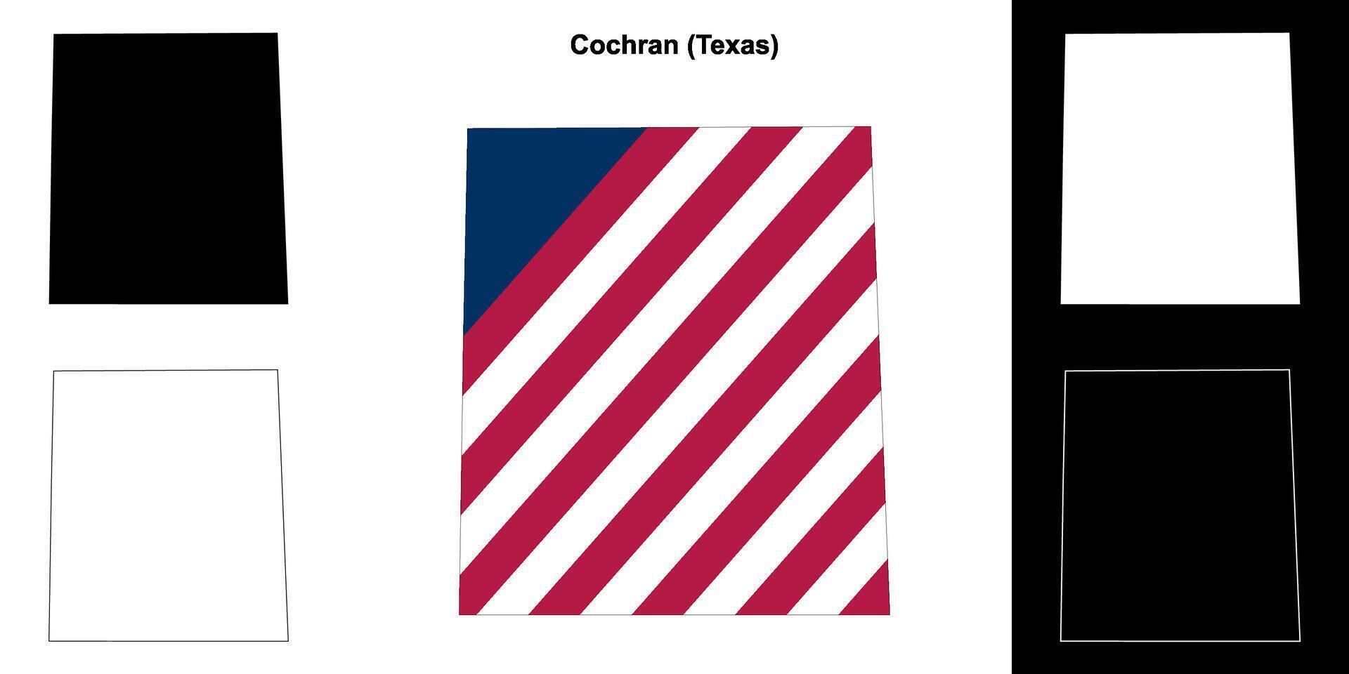 Cochran County, Texas outline map set vector