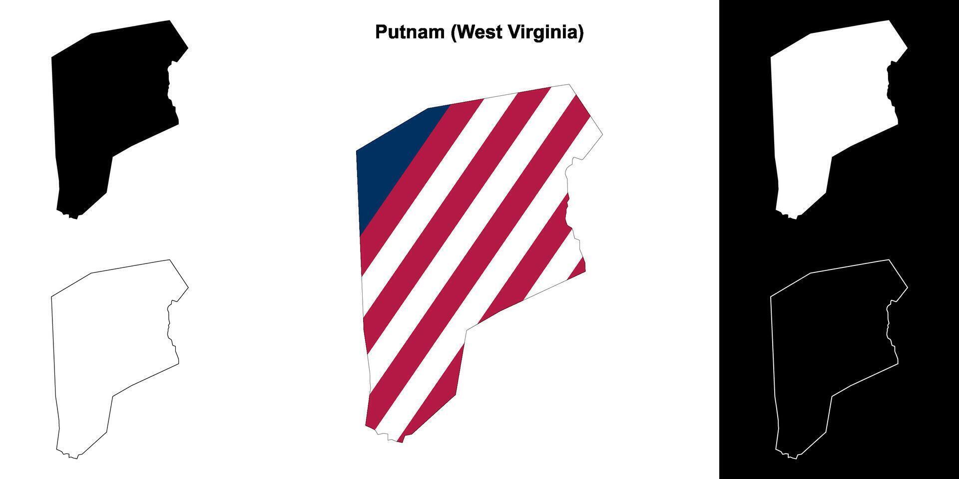 Putnam County, West Virginia outline map set vector
