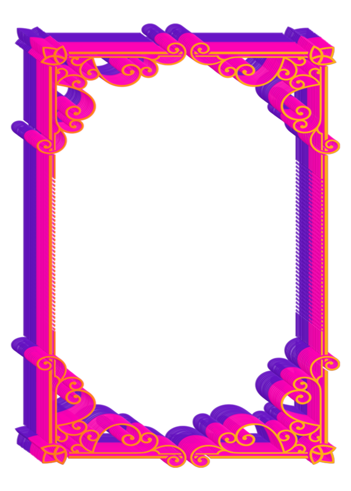rectangle shape frame border with curve wave png