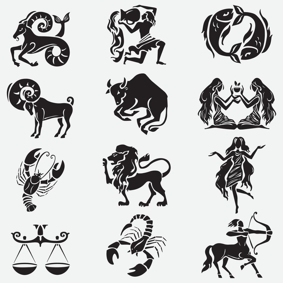 Collection of silhouettes of wild animals vector