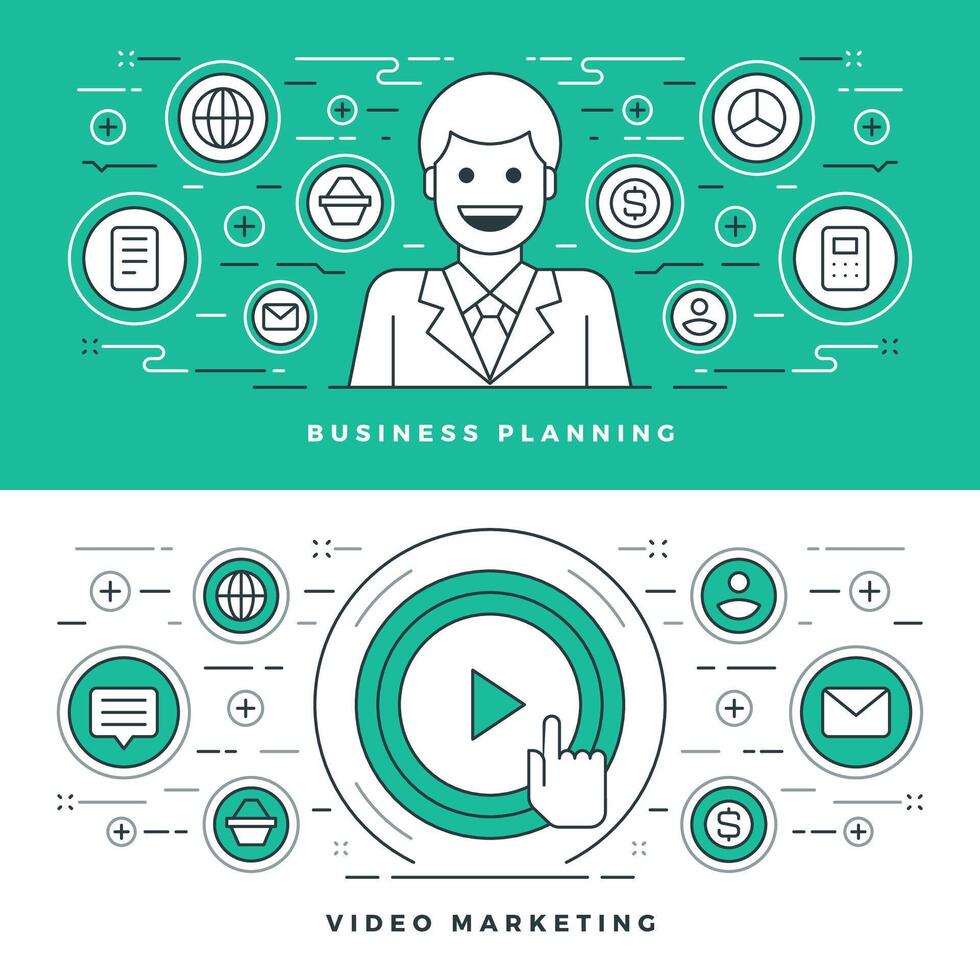 plano línea negocio planificación y marketing. ilustración. vector