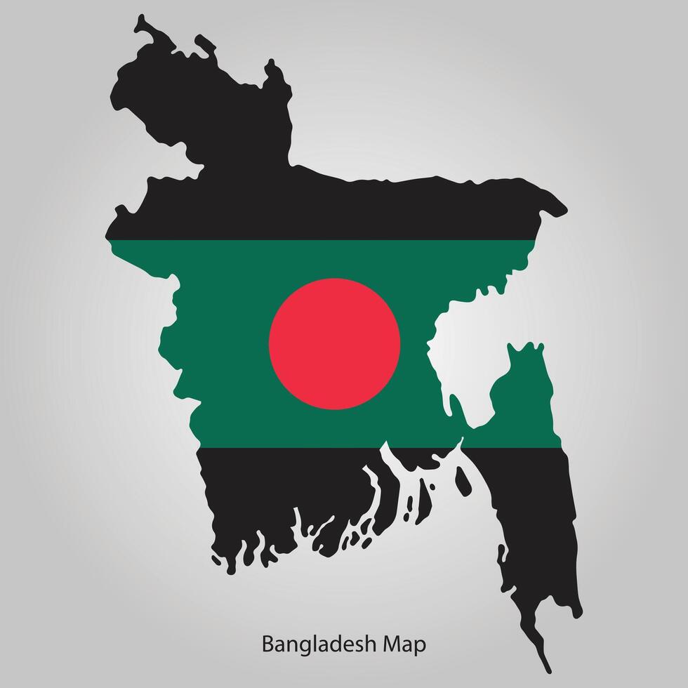 Bangladesh map with national flag vector