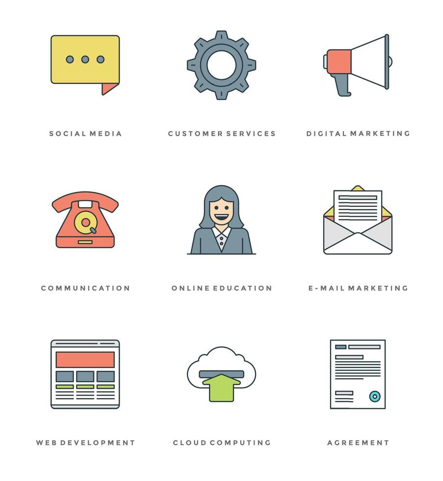 Flat line simple icons set. Thin linear stroke icons Essentials objects concept. vector