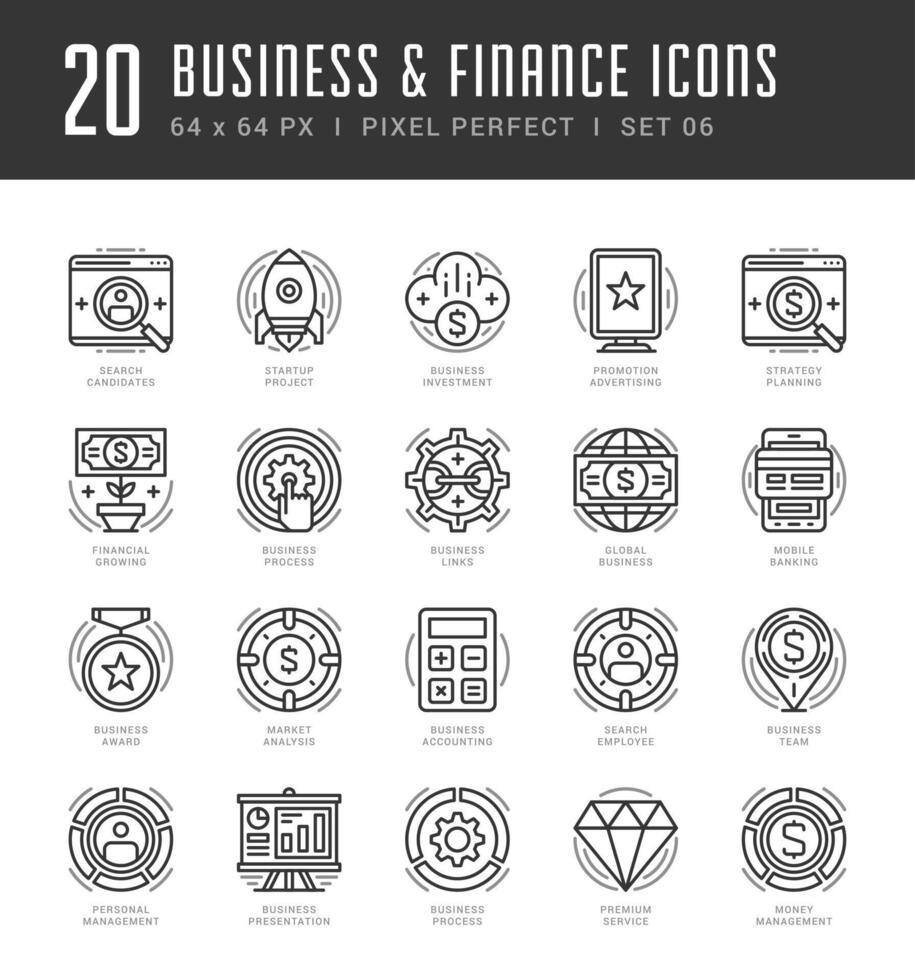 Line icons set. Trendy Modern flat thin linear stroke Business and Finance concept. vector