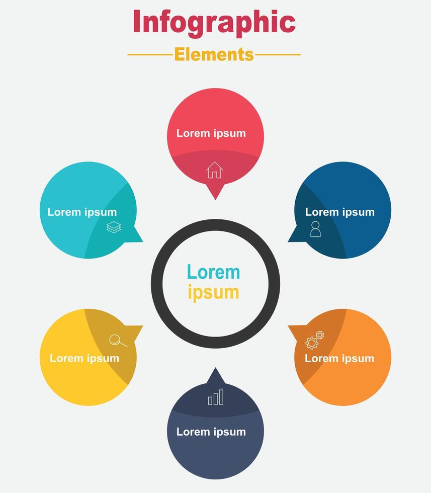 Collection of circle chart infographic templates for presentations, advertising, layouts, annual reports. 6 options, steps, parts. vector