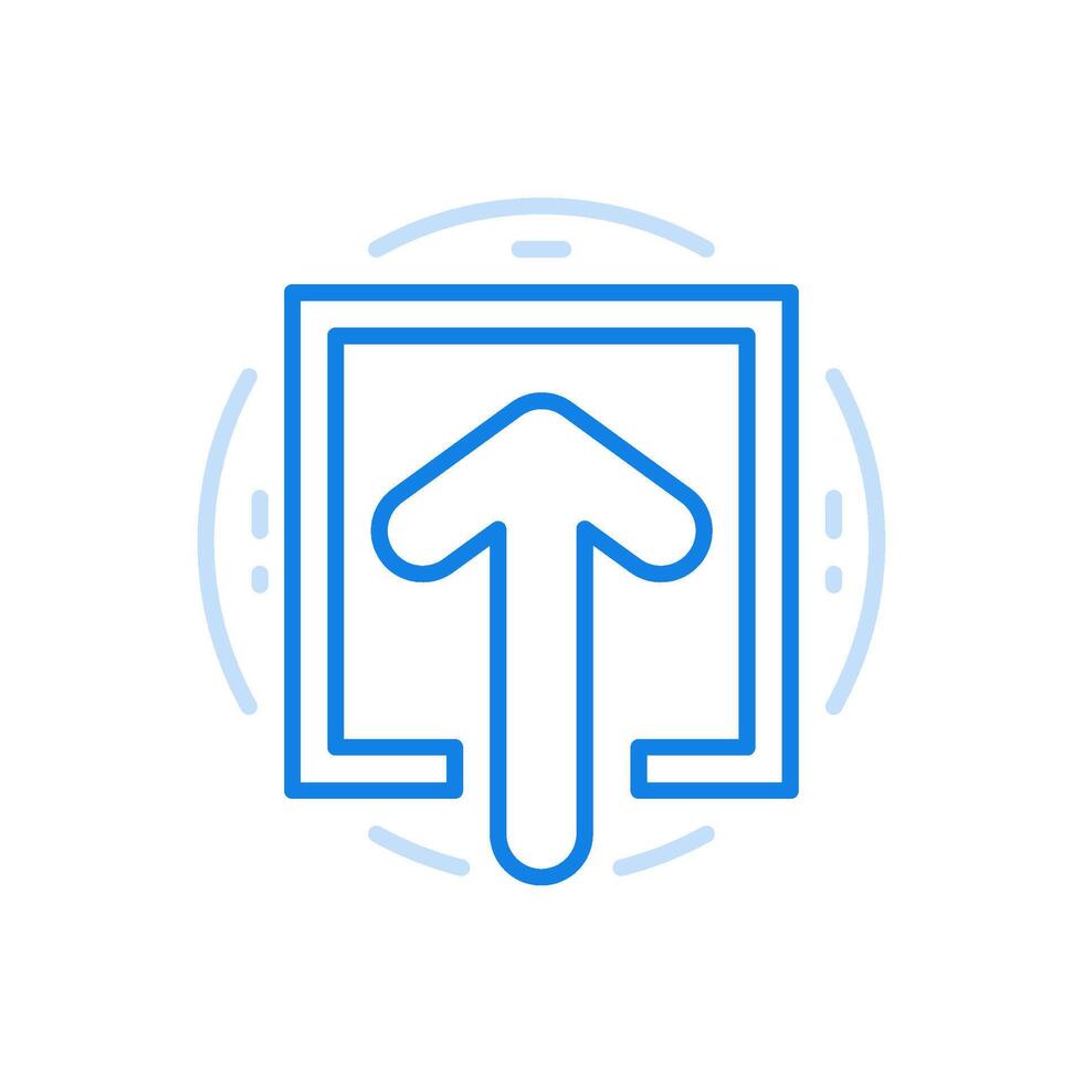 Data loading line icon. Arrow pointing up in square. vector
