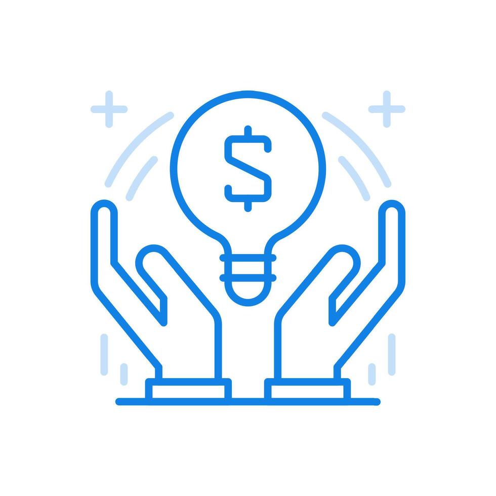 creativo financiero idea línea icono. constructivo márketing sistema de monetario desarrollo. vector