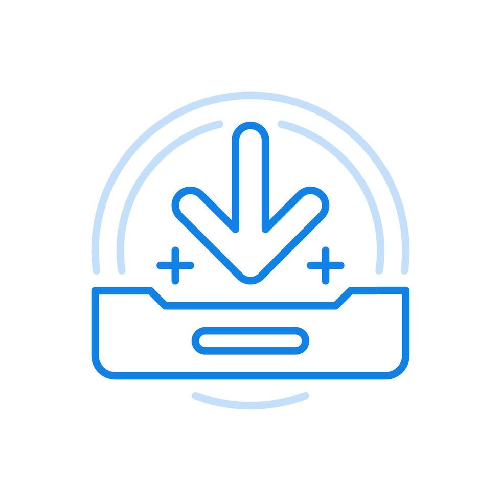 Uploading files removable media line icon. Filling online with information of hard disk and USB flash drive. vector