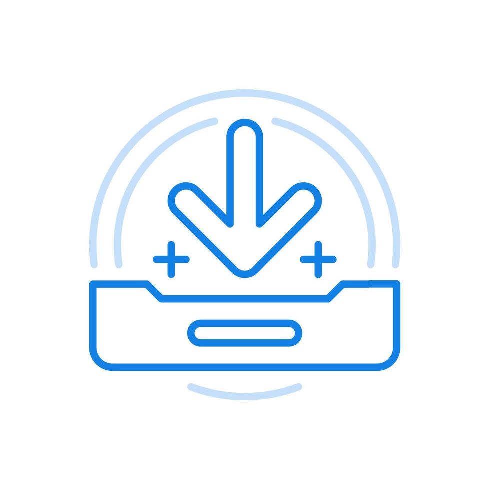 Uploading files removable media line icon. Filling online with information of hard disk and USB flash drive. vector